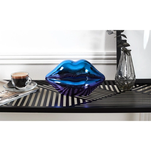 Dekorační figurka rty Intesi keramická duhově modrá do obýváku nebo jako dárek