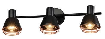 Stropní svítidlo Neria strip černé 3x40W E14 měděný difuzor