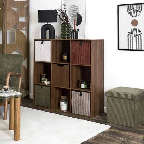 Knihovna Tiffany 9 polic tmavý ořech do obývacího pokoje Intesi