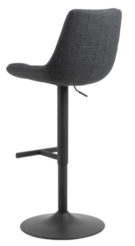 Barová židle Adisa tmavě šedá s opěrkou, otočná, výškově nastavitelná, loftová do kuchyně a k ostrůvku Actona
