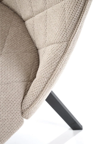 Čalouněná jídelní židle Fenri béžová, moderní, pro jídelnu a obývák, prošívaná, na černých nohách