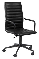 Winslow pohodlná ergonomická kancelářská otočná židle černá kožená s opěrkami na ruce