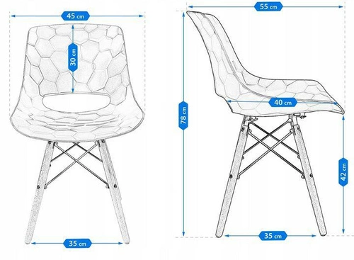 Sada 2 bílých skandinávských jídelních židlí s dřevěnými nohami Tortuga