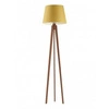 Stojací lampa do obýváku Curacao Lysne moderní dřevěná žlutá s textilním stínidlem 158 cm
