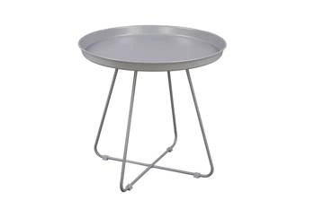 Kulatý kovový konferenční stolek šedý ROD L NORDIFRA moderní do obýváku 50 cm