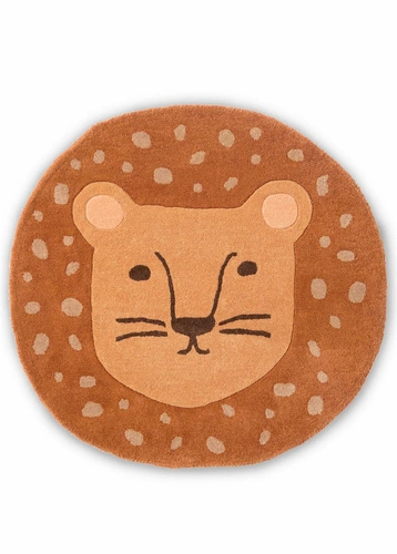 Dětský koberec Decor Kids Lion kulatý moderní vlněný 80x80 cm oranžový