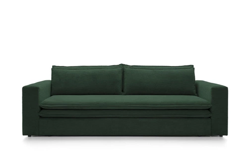 Rozkládací pohovka s úložným prostorem Ulnes zelený manšestr 3místná do obýváku na spaní