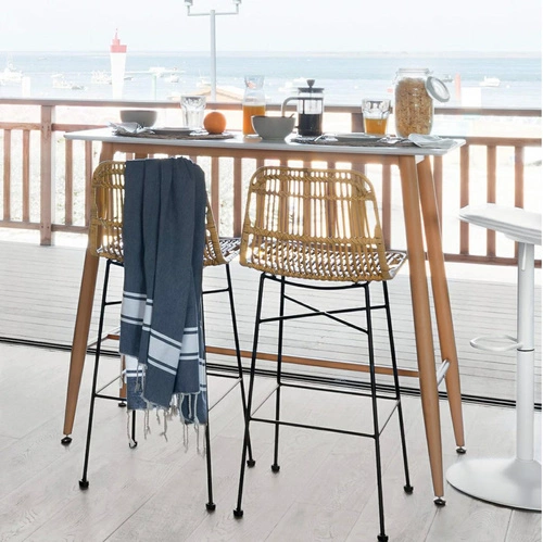 Barová židle Kubu boho ratanová s kovovými nohami do kuchyně a jídelny Atmosphera