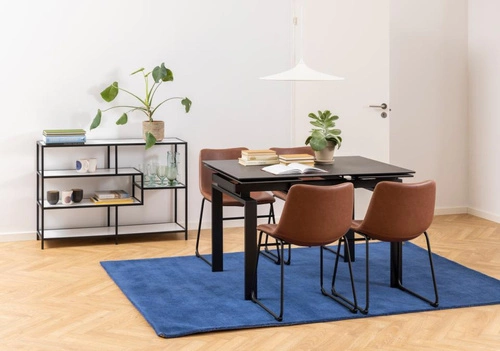 Jídelní židle Oregon Actona čalouněná ekokůže hnědá na černých lyžinách moderní