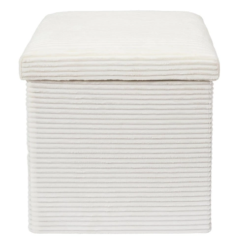 Skládací čtvercová taburetka Intesi Vels Scott s úložným prostorem, béžový manšestr 38x38 cm do obýváku