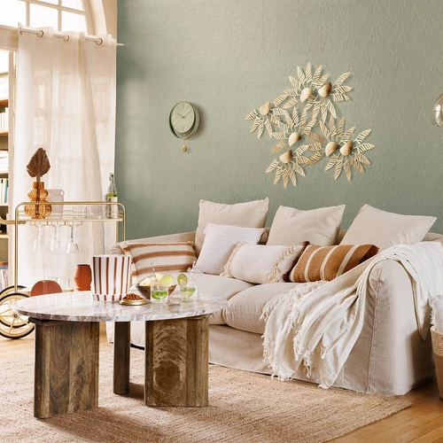 Kulatý mramorový konferenční stolek Coppa 91,5 cm moderní do obýváku z mangového dřeva Atmosphera