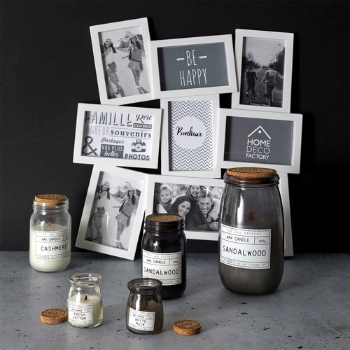 Vonná svíčka Sandalwood Intesi ve skle bílá s dřevěným knotem 990g jako dárek