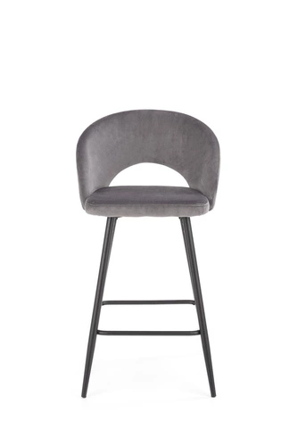 Barová židle Selli 65 cm šedý samet s opěrkou do kuchyně a k ostrůvku moderní