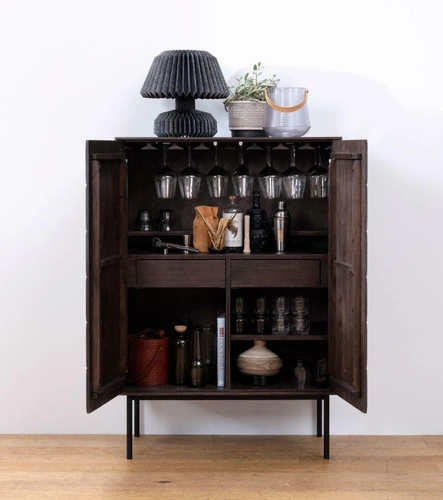 Vysoká komoda Latina bar s zásuvkami dub espresso do obývacího pokoje