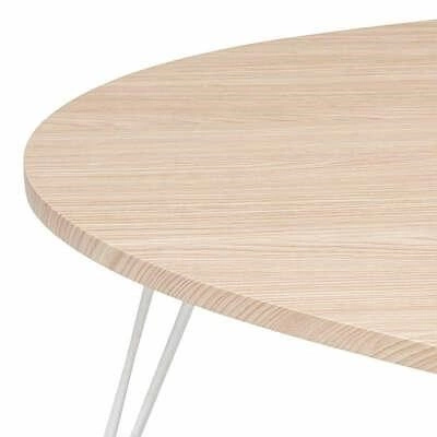 Oválný konferenční stolek Neile Atmosphera moderní dřevěný na třech nohách do obýváku 112x80 cm