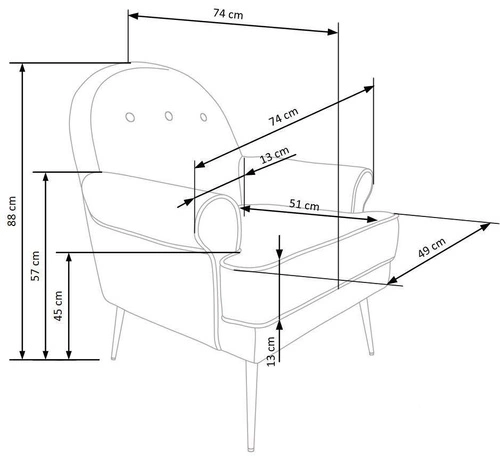Křeslo Kamelie lounge šedé