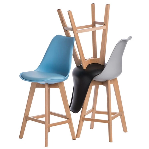 Barová židle s opěrkou Norden šedá 75 cm moderní k kuchyňskému ostrůvku