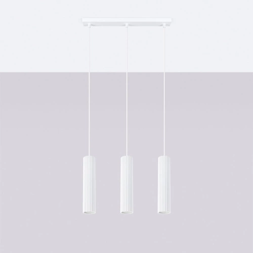 Závěsné svítidlo KARBON 3L bílé moderní nastavitelné do obýváku a nad stůl SOLLUX