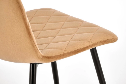 Jídelní židle Uferyn béžová čalouněná samet moderní prošívaná na černých nohách