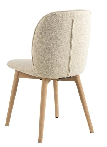 Čalouněná jídelní židle Cindy béžová bouclé skandinávský styl s dřevěnými nohami