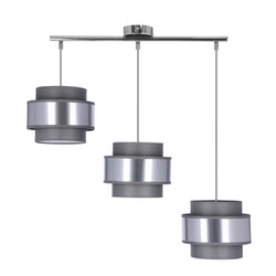 Zajíc chrom závěsná lampa 3x60W E27 stínidlo šedá+stříbrná