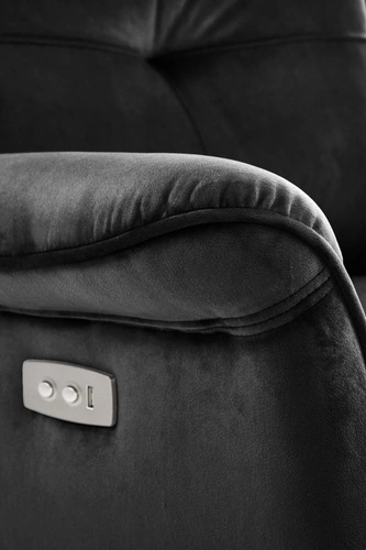 Rozkládací křeslo do obýváku Karlin Velvet černý samet s USB moderní relaxační Intesi