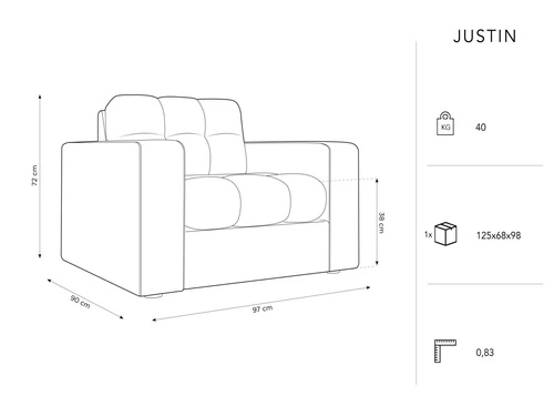 Relaxační křeslo Justin zelený samet glamour s područkami do obýváku a pracovny