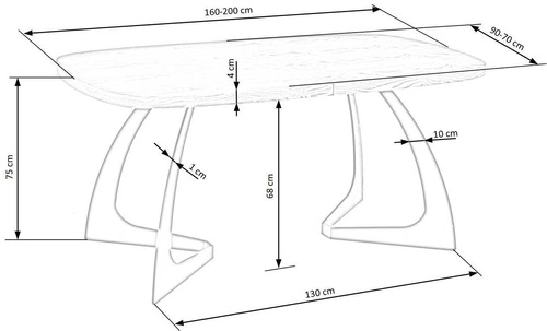 Rozkládací jídelní stůl Dovel 160–200 cm dub přírodní černé nohy moderní