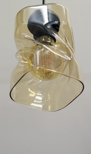 Závěsná lampa Felis černá 1x60W E27 jantarový difuzor