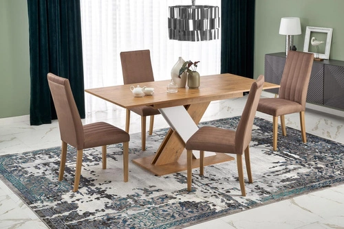 Rozkládací jídelní stůl Terol moderní dub lancelot bílá deska 130–175x85 cm Intesi
