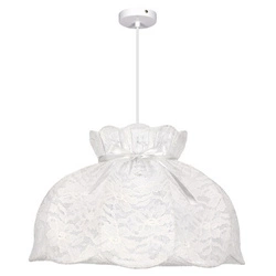 Moderní bílý závěsný lustr ROSSINI z textilu do obýváku a ložnice 52 cm