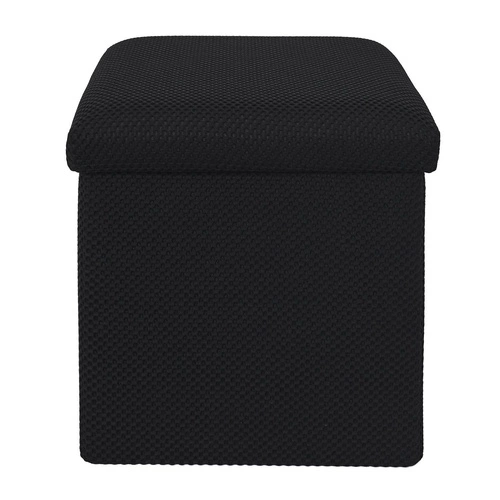 Skládací černý taburet se skrytým úložným prostorem Vels Atom čtvercový do předsíně a studentského pokoje Intesi