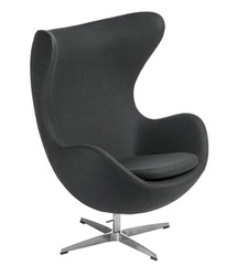 Otočný moderní křeslo ušák Egg inspirované šedý kašmír do obýváku a kanceláře