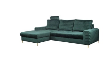 Rohová rozkládací pohovka Hald sametová lahvově zelená levá moderní do obýváku