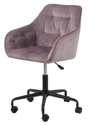 Ergonomická kancelářská židle Brooke Actona růžová sametová otočná s područkami k psacímu stolu
