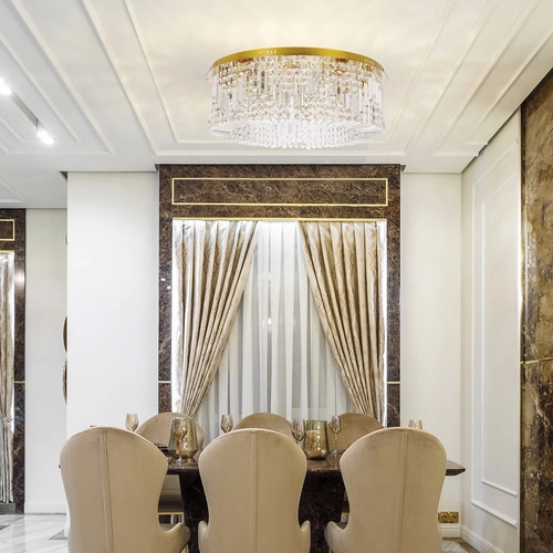 Stropní svítidlo glamour MARANGA zlaté s křišťály 85 cm do obýváku a jídelny CANDELLUX