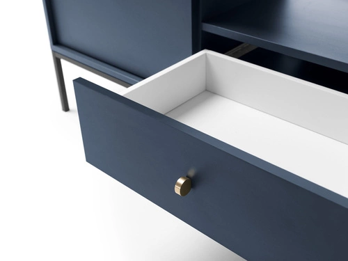 Moderní modrá TV komoda Evora na vysokých nohách do obýváku 154 cm