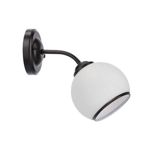Nástěnné svítidlo Marinen moderní černé se skleněným bílým stínidlem do ložnice a obývacího pokoje