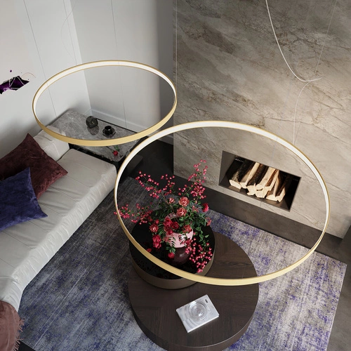 LED lustr RIO 110 zlatý moderní do obýváku a jídelny hliník rozptýlené světlo