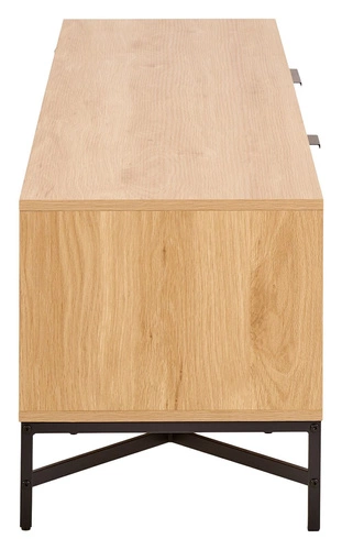 Moderní černá TV skříňka s drážkováním Jaipur dub 180 cm na nožkách do obývacího pokoje Actona