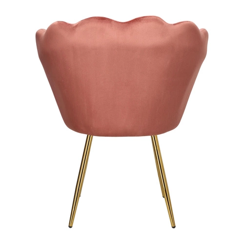 Sametová jídelní židle ve tvaru mušle Florencja Intesi růžová se zlatými nohami do obýváku a ke kosmetickému stolku