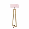 Stojací lampa JAWA růžová s dřevěnou konstrukcí do obýváku moderní se stínidlem 138 cm