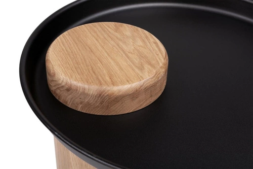 Kulatý konferenční stolek TYK NORDIFRA dubový s černou ocelovou deskou moderní do obýváku