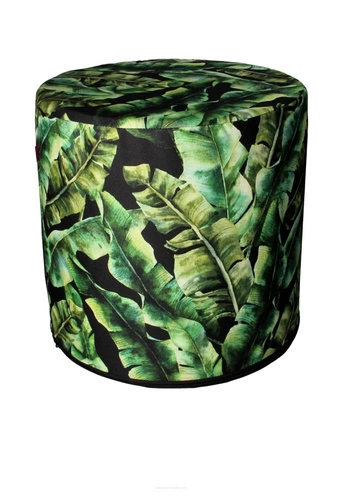 Zahradní kulatý voděodolný puf Black Palms Intesi moderní na zahradu i terasu 40 cm