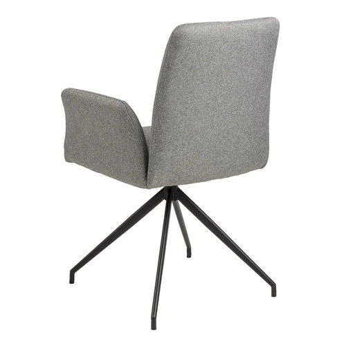 Čalouněná jídelní židle Naya Actona moderní šedá s područkami na černých nohách