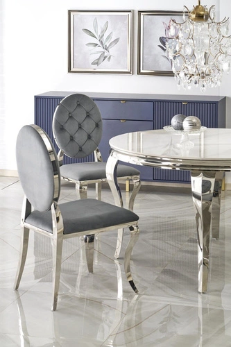 Kulatý skleněný stůl Munya 120 cm bílý glamour do jídelny a obýváku moderní