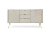 Moderní béžová komoda Seda s drážkováním a zásuvkami na zlatých nožkách do obýváku