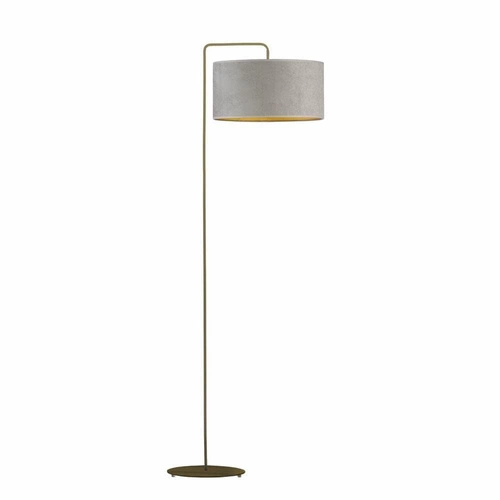 Stojací lampa do obýváku BOLIVIA GOLD šedý samet moderní glamour s látkovým stínidlem Lysne