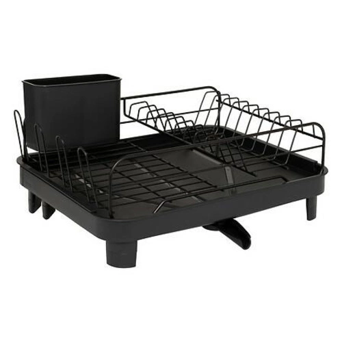 Odkapávač na nádobí 5five simply smart Black Edition černý kovový na pracovní desku s odtokem rozkládací