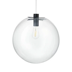 Závěsné skleněné černé svítidlo koule TONDA 40 cm do obýváku a nad stůl, výškově nastavitelné